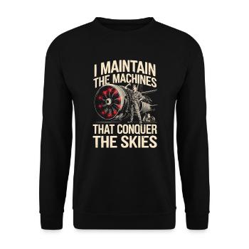 Aircraft Technician Avionics Maintenance Airport - Unisex Sweatshirt - black - Front - Alina (178cm) & Michal (187cm)