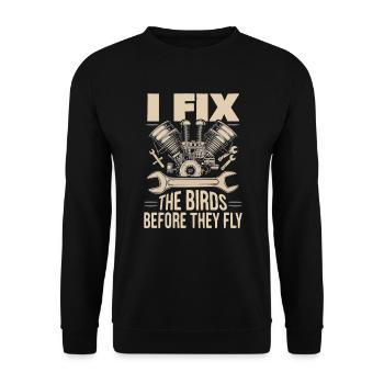 Aircraft Technician Avionics Maintenance Airport - Unisex Sweatshirt - black - Front - Alina (178cm) & Michal (187cm)
