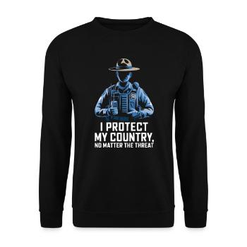 Emplois d’agent des douanes et de la protection des frontières dans les aéroports - Sweat-shirt Unisexe - noir - Devant - Alina (178cm) & Michal (187cm)