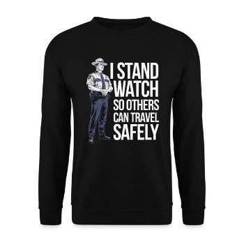 Zoll- und Grenzschutzbeauftragter Flughafen Jobs - Unisex Pullover - Schwarz - Vorne - Alina (178cm) & Michal (187cm)