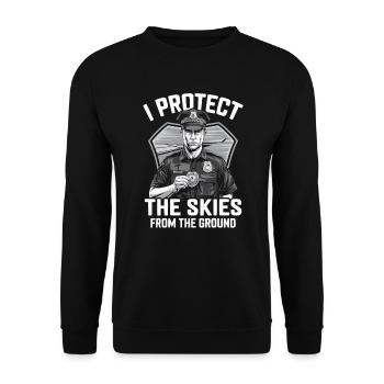 Airport Police Officer Aviation Careers Job - Unisex Sweatshirt - black - Front - Alina (178cm) & Michal (187cm)
