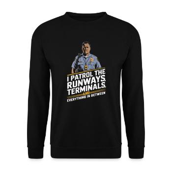 Flughafenpolizist Karriere in der Luftfahrt Job - Unisex Pullover - Schwarz - Vorne - Alina (178cm) & Michal (187cm)