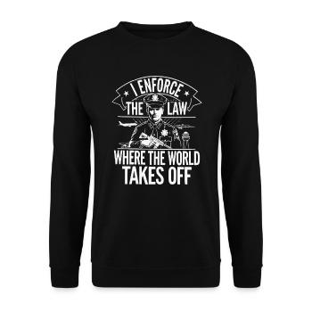 Airport Police Officer Aviation Careers Job - Unisex Sweatshirt - black - Front - Alina (178cm) & Michal (187cm)