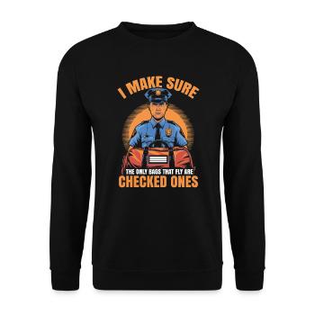 Airport Police Officer Aviation Careers Job - Unisex Sweatshirt - black - Front - Alina (178cm) & Michal (187cm)