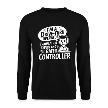 Drive Thru Operator Job Profession Fast Food - Unisex Sweatshirt - black - Front - Alina (178cm) & Michal (187cm)