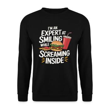 Drive Thru Operator Job Profession Fast Food - Unisex Sweatshirt - black - Front - Alina (178cm) & Michal (187cm)