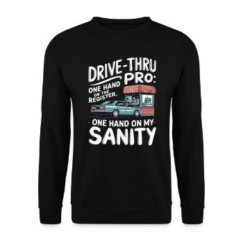 Drive Thru Operator Job Profession Fast Food - Unisex Sweatshirt - black - Front - Alina (178cm) & Michal (187cm)