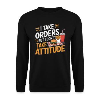 Drive Thru Operator Job Profession Fast Food - Unisex Sweatshirt - black - Front - Alina (178cm) & Michal (187cm)