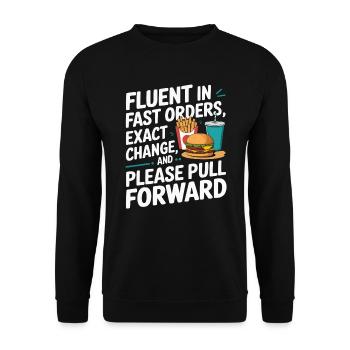 Drive Thru Operator Job Profession Fast Food - Unisex Sweatshirt - black - Front - Alina (178cm) & Michal (187cm)