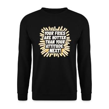Drive Thru Operator Job Profession Fast Food - Unisex Sweatshirt - black - Front - Alina (178cm) & Michal (187cm)