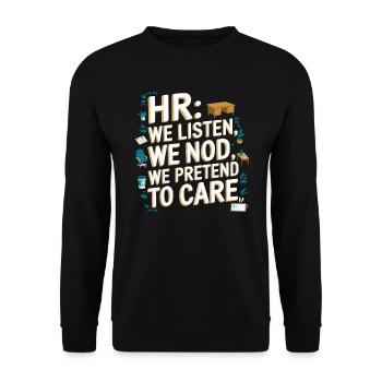 HR-Manager Personalwesen Mitarbeiter Drama am Arbeitsplatz - Unisex Pullover - Schwarz - Vorne - Alina (178cm) & Michal (187cm)