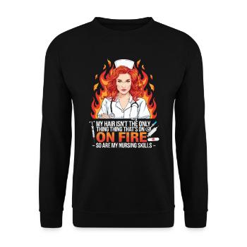 Readhead Nurse Hospital Red Hair RN Ginger Nursing - Unisex Sweatshirt - black - Front - Alina (178cm) & Michal (187cm)