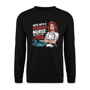Readhead Krankenschwester Krankenhaus Rote Haare RN Ingwer Krankenpflege - Unisex Pullover - Schwarz - Vorne - Alina (178cm) & Michal (187cm)