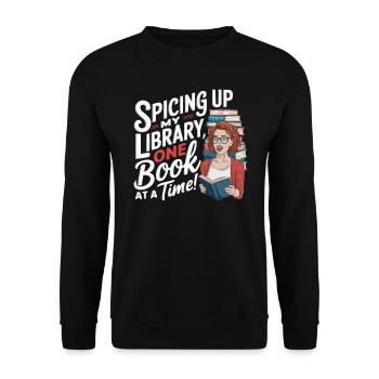 Redhead Bookworm Ginger Hair Reading Books - Unisex Sweatshirt - black - Front - Alina (178cm) & Michal (187cm)