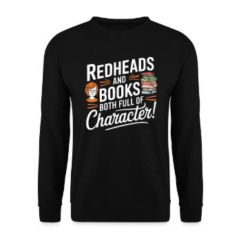 Redhead Bookworm Ginger Hair Reading Books - Unisex Sweatshirt - black - Front - Alina (178cm) & Michal (187cm)
