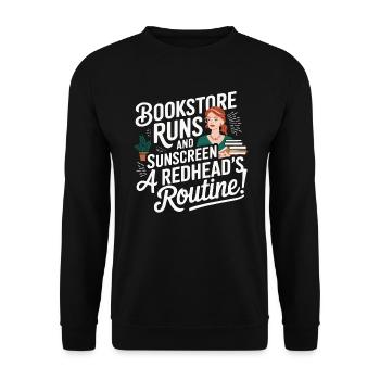 Redhead Bookworm Ginger Hair Reading Books - Unisex Sweatshirt - black - Front - Alina (178cm) & Michal (187cm)