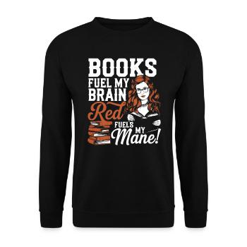 Redhead Bookworm Ginger Hair Reading Books - Unisex Sweatshirt - black - Front - Alina (178cm) & Michal (187cm)