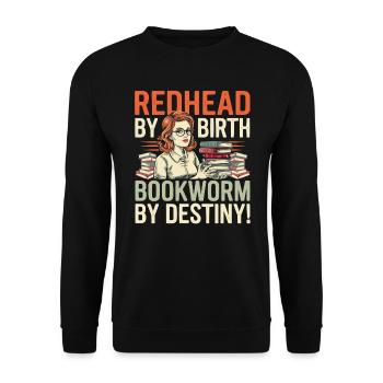 Redhead Bookworm Ginger Hair Reading Books - Unisex Sweatshirt - black - Front - Alina (178cm) & Michal (187cm)