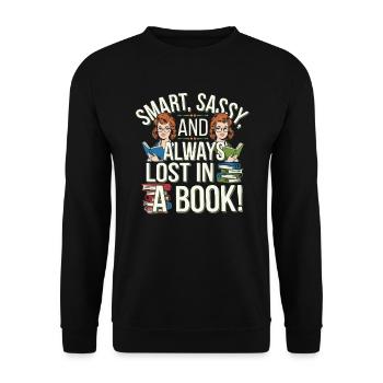Redhead Bookworm Ginger Hair Reading Books - Unisex Sweatshirt - black - Front - Alina (178cm) & Michal (187cm)