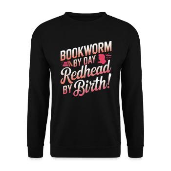 Redhead Bookworm Ginger Hair Reading Books - Unisex Sweatshirt - black - Front - Alina (178cm) & Michal (187cm)