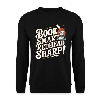 Rothaariger Bücherwurm Ingwer Haare Lesebücher - Unisex Pullover - Schwarz - Vorne - Alina (178cm) & Michal (187cm)