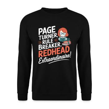 Redhead Bookworm Ginger Hair Reading Books - Unisex Sweatshirt - black - Front - Alina (178cm) & Michal (187cm)