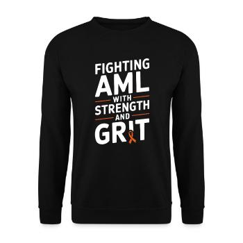Orange Ribbon Acute Myeloid Leukemia Awareness - Unisex Sweatshirt - black - Front - Alina (178cm) & Michal (187cm)