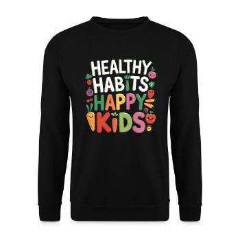 Healthy Eating Habits For Children Eat Green - Unisex Sweatshirt - black - Front - Alina (178cm) & Michal (187cm)
