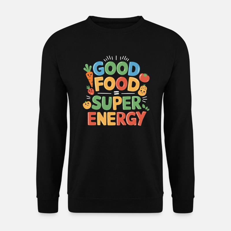 Gesunde Essgewohnheiten für Kinder Essen Sie grün - Unisex Pullover - Schwarz