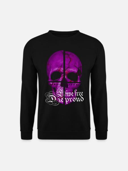 LILA TOTENKOPF - LIVE FREE DIE PROUD (Skull) - Unisex Pullover - Schwarz