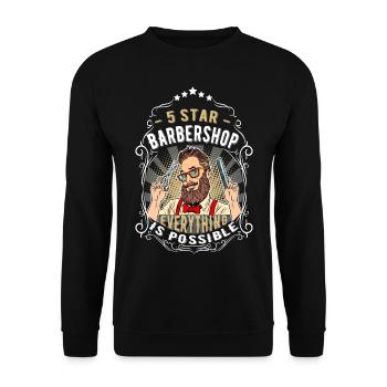 Barbershop hairdresser - Unisex Sweatshirt - black - Front - Alina (178cm) & Michal (187cm)