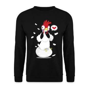 Funny crazy chicken chickens poultry - Unisex Sweatshirt - black - Front - Alina (178cm) & Michal (187cm)