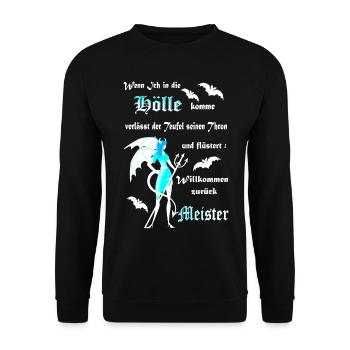 Hölle Teufel Satan Dämon gefallener Engel. - Unisex Pullover - Schwarz - Vorne - Alina (178cm) & Michal (187cm)