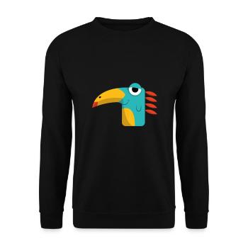 Funny Bird Dino Illustration for Kids - Unisex Sweatshirt - black - Front - Alina (178cm) & Michal (187cm)