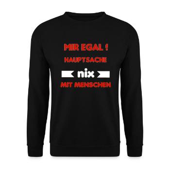 hauptsache nix mit menschen - Unisex Pullover - Schwarz - Vorne - Alina (178cm) & Michal (187cm)
