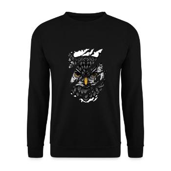 Owl - Hibou - Sweat-shirt Unisexe - noir - Devant - Alina (178cm) & Michal (187cm)