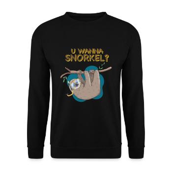 Paresseux doux avec tuba et lunettes de plongée - Sweat-shirt Unisexe - noir - Devant - Alina (178cm) & Michal (187cm)