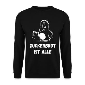 ZUCKERBROT IST AUS - Unisex Pullover - Schwarz - Vorne - Alina (178cm) & Michal (187cm)