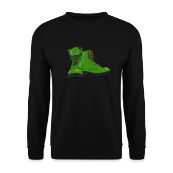 Grüne Stiefel - Unisex Pullover - Schwarz - Vorne - Alina (178cm) & Michal (187cm)