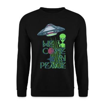 We Come in Peace - Unisex Pullover - Schwarz - Vorne - Alina (178cm) & Michal (187cm)