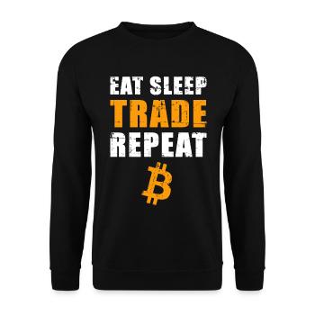 EAT SLEEP TRADE REPEAT Bitcoin Trader - Sweat-shirt Unisexe - noir - Devant - Alina (178cm) & Michal (187cm)