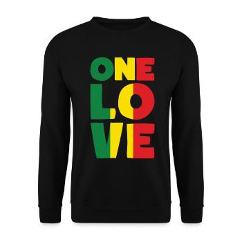 Rastafari ONE LOVE Reggae Style - Unisex Pullover - Schwarz - Vorne - Alina (178cm) & Michal (187cm)