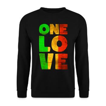 Rastafari ONE LOVE Reggae Style - Unisex Pullover - Schwarz - Vorne - Alina (178cm) & Michal (187cm)