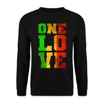 ONE LOVE Reggae Musik - Unisex Pullover - Schwarz - Vorne - Alina (178cm) & Michal (187cm)