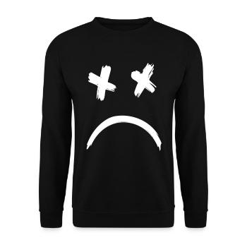 Sad Dead Smile Face - Unisex Pullover - Schwarz - Vorne - Alina (178cm) & Michal (187cm)