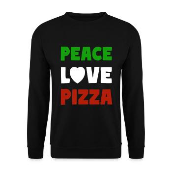 PEACE LOVE PIZZA - Unisex Pullover - Schwarz - Vorne - Alina (178cm) & Michal (187cm)