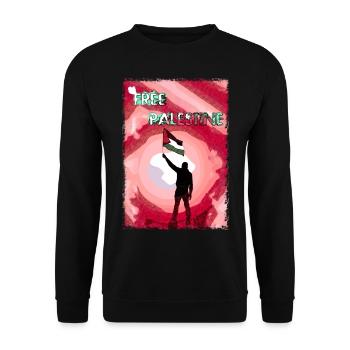 Kostenlose Palästina-Flagge P5 - Unisex Pullover - Schwarz - Vorne - Alina (178cm) & Michal (187cm)