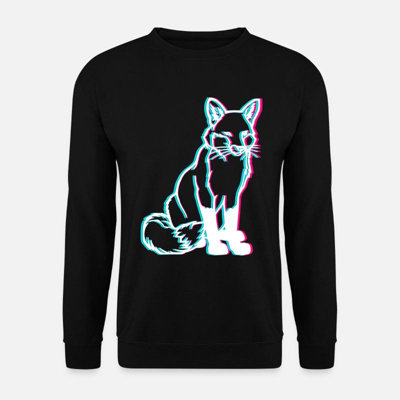 Fox 3D forest animals - Unisex Sweatshirt - black