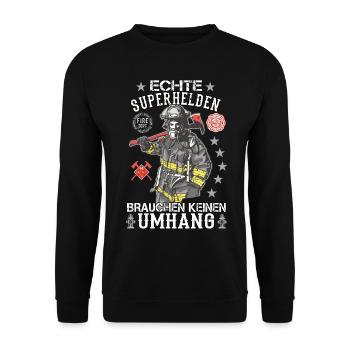 Feuerwehrmann Held Feuerwehr - Unisex Pullover - Schwarz - Vorne - Alina (178cm) & Michal (187cm)