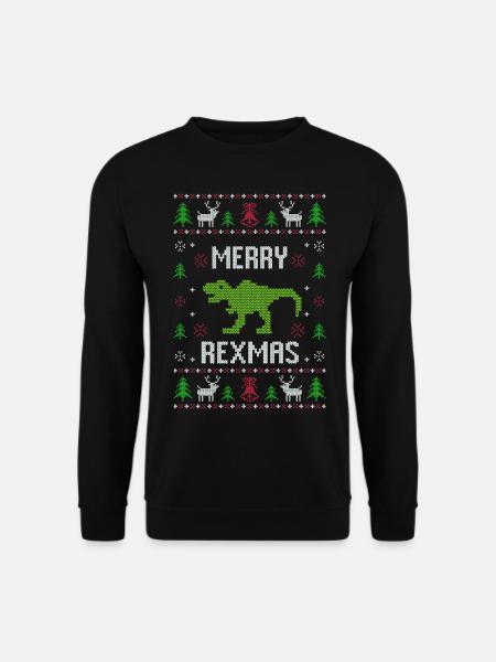 Dino Dinosaurier T-Rex Ugly Christmas Weihnachten - Unisex Pullover - Schwarz